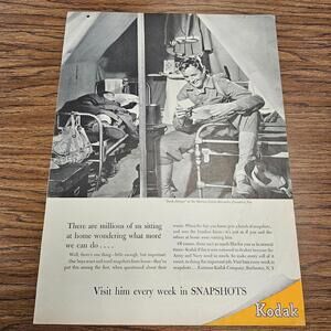WWII Kodak “Visit Him Every Week in Snapshots” Vintage Military Photography Prin